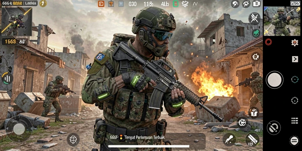 Screenshot gameplay dari 666F menunjukkan aksi pertempuran intens.