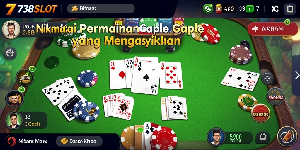 Tampilan gameplay Gaple yang seru dan interaktif di 738SLOT.