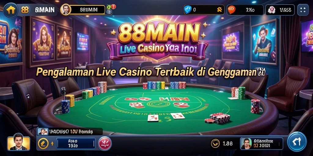 Screenshot gameplay Live Casino 88MAIN yang menampilkan dealer profesional dan suasana kasino.