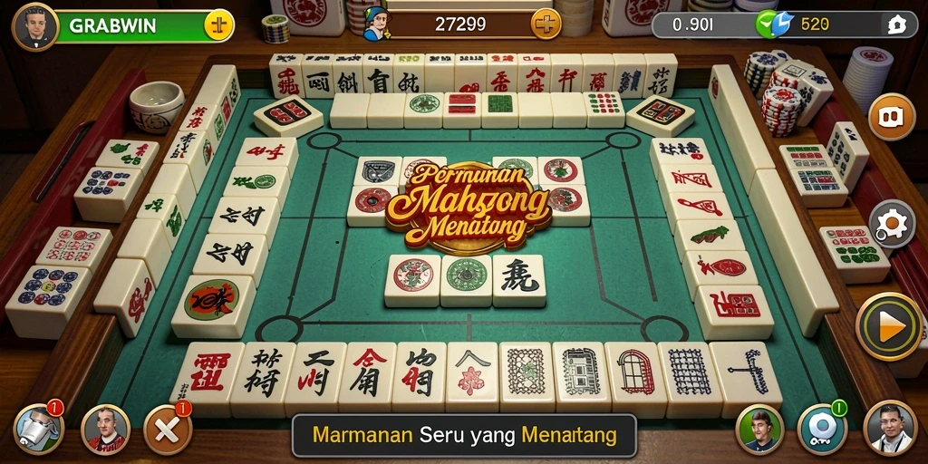 Tampilan gameplay seru dari GRABWIN yang menampilkan Mahjong.