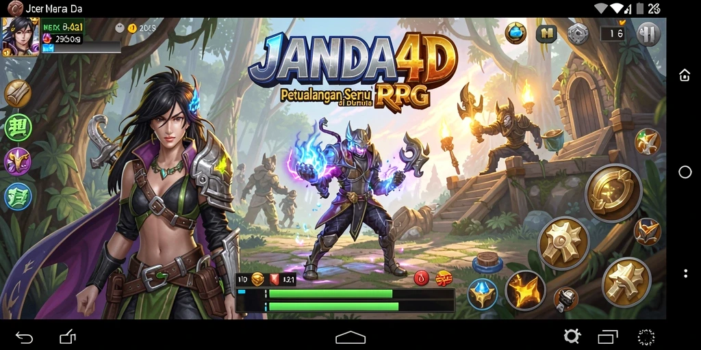 Screenshot JANDA4D menampilkan aksi pertarungan yang epik di dunia RPG.