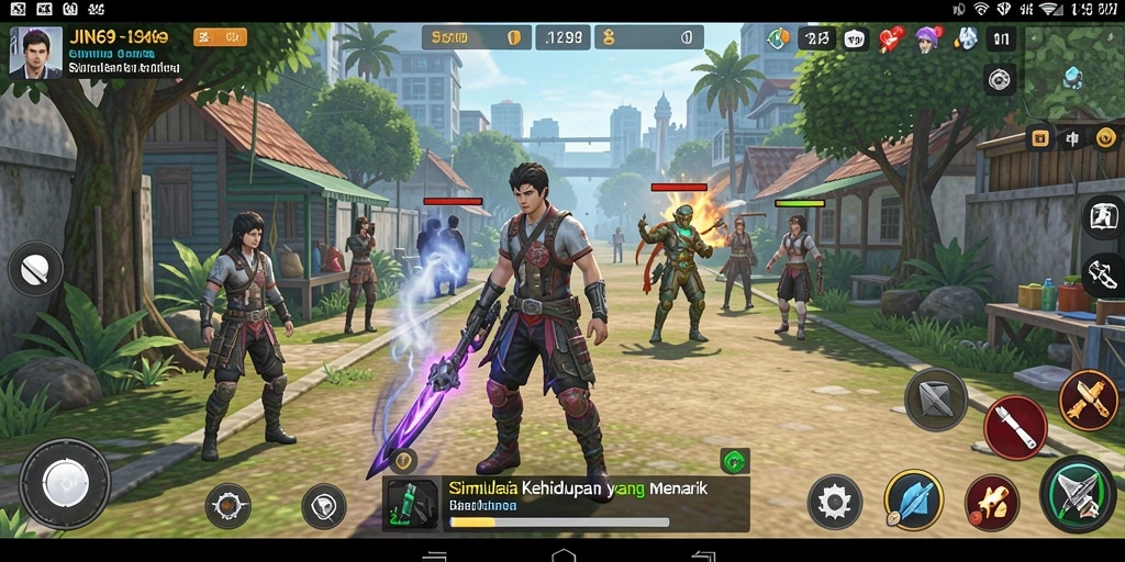 Tampilan screenshot game menunjukkan karakter berinteraksi dalam dunia nyata.