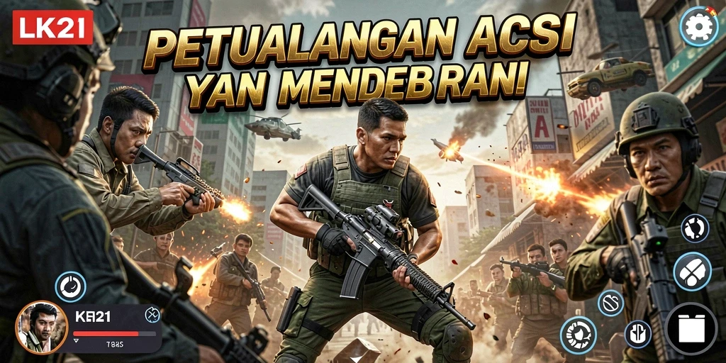Tangkapan layar LK21 menunjukkan aksi intens dalam permainan.