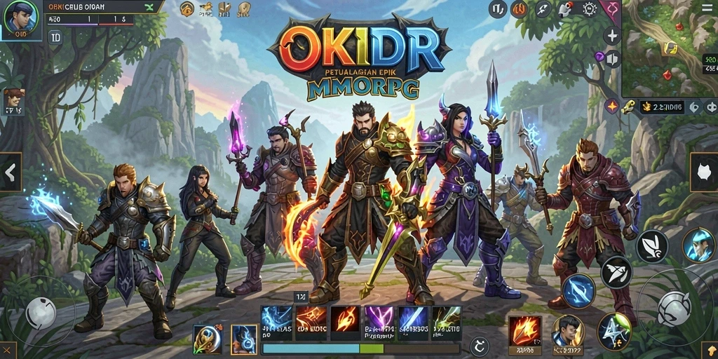 Tampilan gameplay menakjubkan dari OKIDR dalam dunia MMORPG.