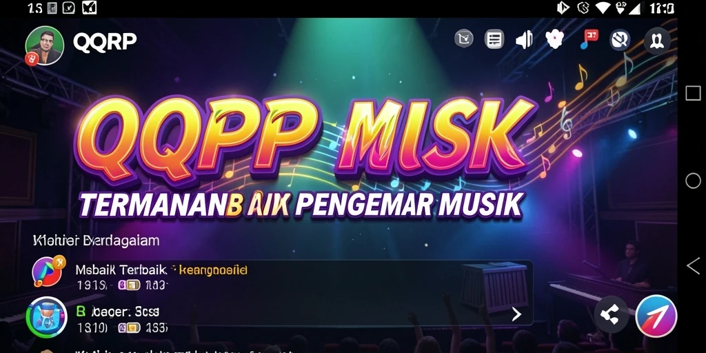 Gambaran visual menarik dari gameplay QQRP yang penuh musik.