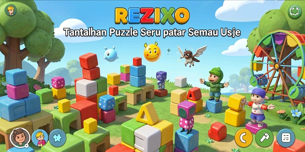 Tampilan gameplay puzzle di REZIXO saat menyelesaikan teka-teki.