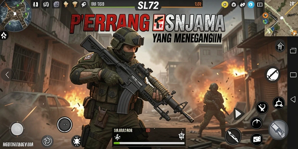 Tampilan gameplay SL72 dengan pertempuran yang intens dan grafis menawan.