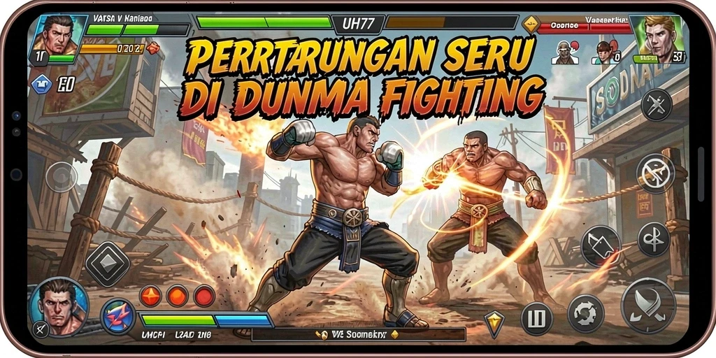 Tampilan screenshot UH77 yang menampilkan aksi pertarungan mendebarkan.