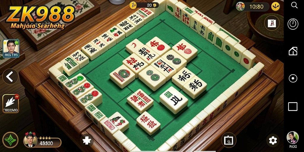 Screenshot ZK988 menampilkan permainan Mahjong yang mendebarkan.